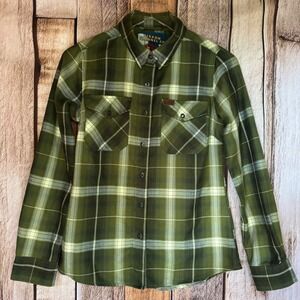 Dixxon Flannel Co Shirt Flagstaff Green Plaid D-Tech Flannel Casual Size Small